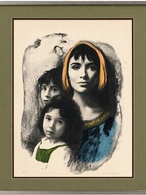 Sale 'til 4pm - Framed Portrait Wall Art - Green & Blue Accents